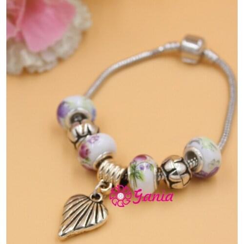 Wholesale Jewelry Manufacturer, European Bead Style Bracelet Fimo Clay Beads Heart Charm Bracelet for Women Birthday Gift