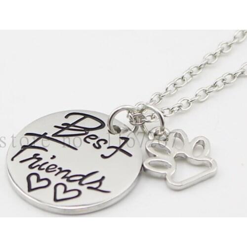 2015 New style "best friend " Necklace Dog Paw Print Tag Best Friend necklace Dog cat pet love Jewelry Wholesale Jewelry