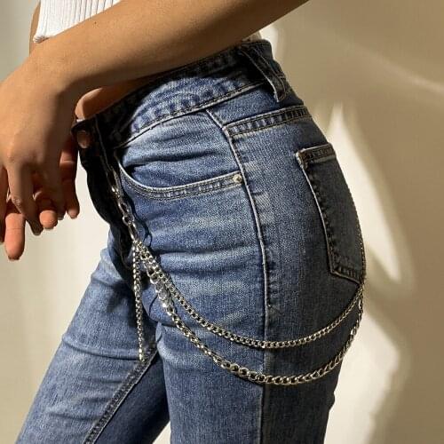 Personalized Double Layer Sequined Fringe Trouser Chain Women Street Fashion Trendy Geometric Body Chains Grunge Punk Jewelry