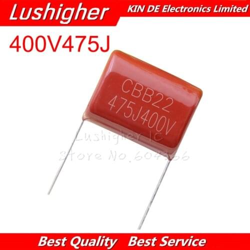 5PCS 400V475J 400V 475J 475 4.7UF 475J400V CBB Polypropylene Film Capacitor Pitch 25mm