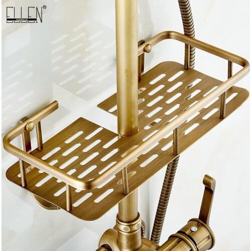 Bath Rain Shower Shelf Bath Storage Shelves Antique Bronze Finished Copper Shelf With Hooks