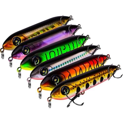 60PCS Hard Snake Head Pencil Fishing Lure 10.2cm 11.5g Long Shot Floating Wobbler Crankbait Plastic Artificial Bait Treble Hooks