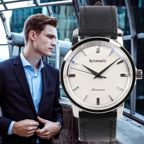 HEIMDALLR Luxury Mens Watch White Dial Classical Watch Mineral Glass Miyota 8215 Automatic Movement Mens Mechanical Watch
