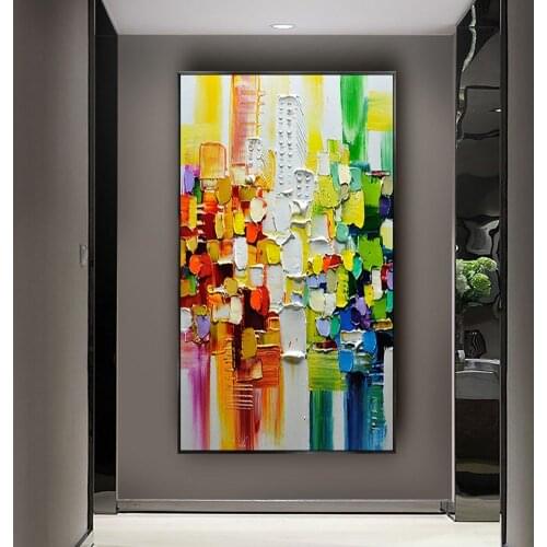 Hand painted modern Wall Pictures For Living Room square Oil Painting On Canvas Abstract Art Painting for Modern Home decor art