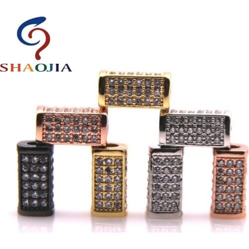 SHAOJIA Square-shape White Zircon Fit Jewelry Making Charm Bracelet DIY Craft Accessories Diameter 14mmx7mm