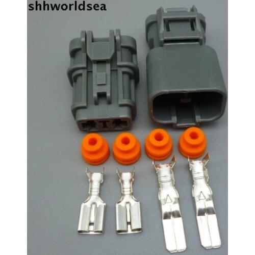 Shhworldsea 5/30/100sets kit 6.3mm auto 2 pin electrical plug female male cable pin header connector 7123-6423-30