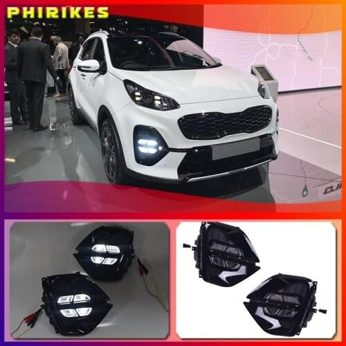 2pcs LED For Kia sportage KX5 2019 2020 Daytime Running Light DRL LED Day Light Front Bumper Head Fog Lamp Whit