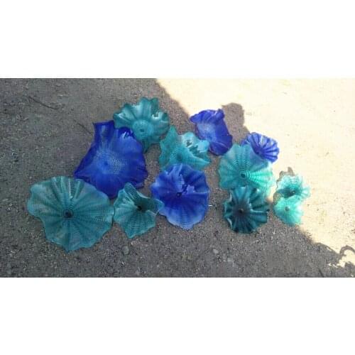 Dark Blue Light Blue Hand Blown Wall Art Plates Lamps, Murano Glass Colored Plate for Wall Decor