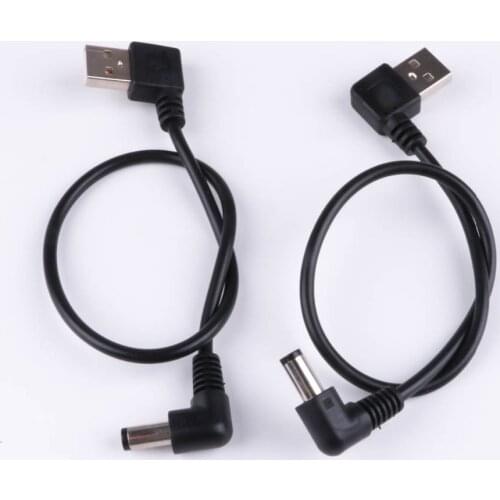 Angled USB DC Plug Barrel Power Jack Cable 5.5/2.1mm 5.5x2.1mm Right Left USB 2.0 5V Adapter Converter Charging Cable 1ft/30cm