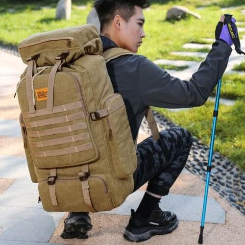 High Quality Outdoor Sport Molle 3P Bag 75L Waterproof Climbing Hiking Military Tactical Backpack Bag Camping Mountaineering