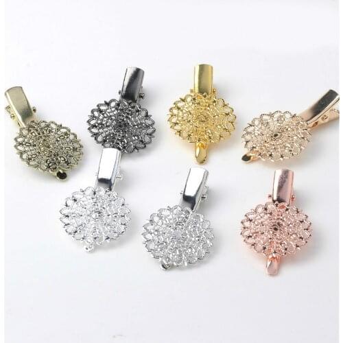 10 PCS 26*45mm Vintage Fashion Hairgrips Metal Alloy Hollow Out Flower Piece Hair Clip For Women