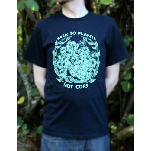 Colored Talk To Plants Not Cops cute t-shirt funny women graphic grunge harajuku Fashion quote 100% Cotton unisex tee top tshirt