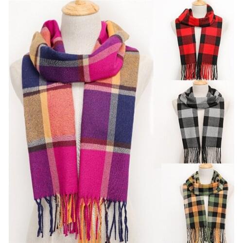 Women Winter With Tassel Color Lattice Cashmere Scarves Autumn Long Couple Scarf Thinker Warm Female Shawl Hot Sale Men Scarf