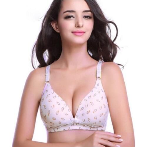 Women Lace Seamless Push Up Bra With Pads Sleeping Bras For Women Leaf Print Breast-Feeding Bra For Pregnant