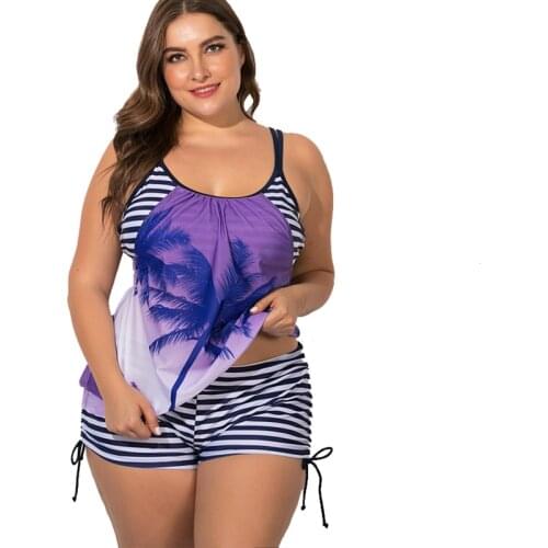 Plus Size Womens Vintage Swimwear Two Pieces Swimsuit Tankini with Bottom Bathing Suit Beachwear Bikini Set XL XXL XXXL 4XL 5XL