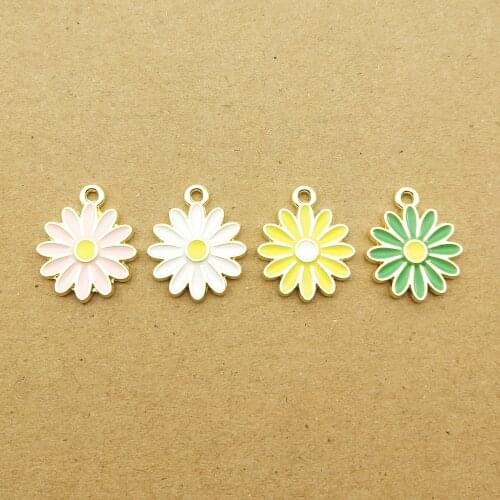 10pcs 14x17mm enamel flower charms for jewelry making earring pendant bracelet necklace charms