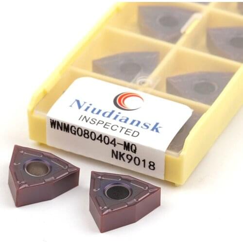 10Pcs WNMG080404-MQ NK9018 WNMG080408 Carbide Insert Turning Tools Blade CNC Lathe Machining Peach Type Cutting Stainless Steel