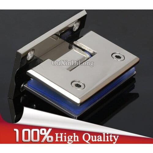 Luxury 2PCS 304 Stainless Steel Frameless Bathroom Shower Glass Door Hinges 90 Degree Wall to Glass Glass Fixed Holder Brackets