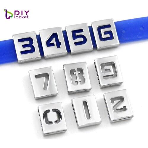 20 pieces/lot! Alphabet Letters Accessory Wholesale 8MM Hollow Slide Number 0-9 Number Fit DIY Bracelet LSSL023-0-9*20