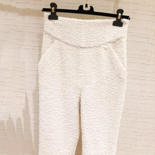 2020 New Fashion Spring Retro Casual High Waist Tweed Pants Women Trousers OL Female Elegant Trousers Suit Pants Y275