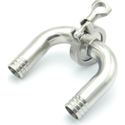 304 Stainless Steel 57mm OD Hose Barb Sanitary Elbow Pipe Fitting 77.5mm Feerule OD + 2.5" Tri Clamp + Silicon Gasket