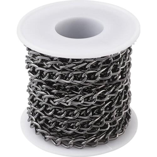 5m/roll Unwelded Aluminium Twisted Curb Chains Gunmetal for Jewelry Making DIY Bracelet Necklace 10x6.5x1.8mm