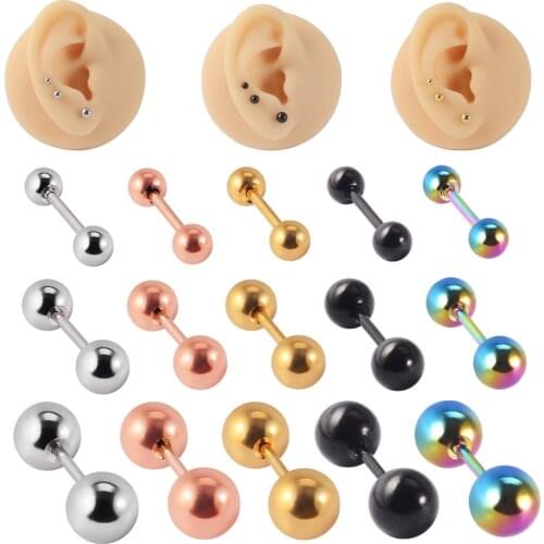 5PCS/Lot Stainless Steel Ear Tragus Cartilage Piercing Ball Earring Conch Ear Lobe Stud Helix Cartilage Piercing Body Jewelry