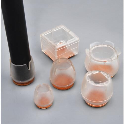 8pcs Round Bottom Silicone Leg Caps Furnitrue anti vibration pads Wood Floor Square Protectors Non-slip Chair Table Feet Pads
