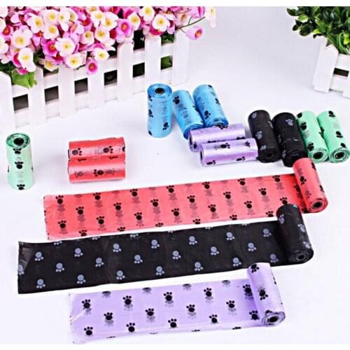 Degradable Pet Dog Waste Poop Bag With Printing Doggy one roll/15pcs Pet Waste Clean Poop Bags