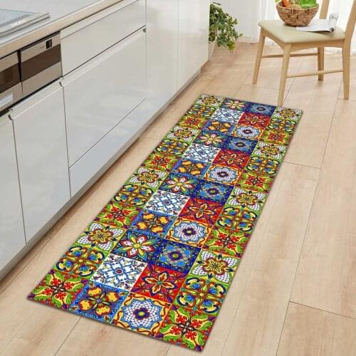 Bohemia Home Kitchen Floor Mat Carpet Non-slip DoorMats Rugs Entrance Door Mat Flannel Rug Hallway Carpet Home Decor for Bedroom
