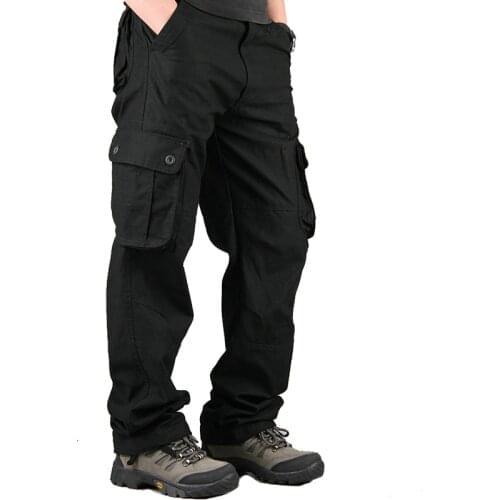 Mens Straight Cargo Pants Military Camouflage Men Fashion Multi Pocket Overalls Tactical Army Loose Long Trousers Plus Size 44