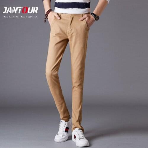 Spring Summer New Slim Casual Pants Men Cotton Slim Fit Chinos Fashion Skinny Khaki Trousers Male Brand Clothing Size 27-38