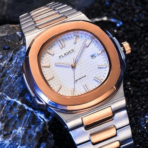 PLADEN Men Quartz Wristwatches Stainless Steel Luminous Calendar Sports Latest Relojes Waterproof Vintage Classic Modern Watch
