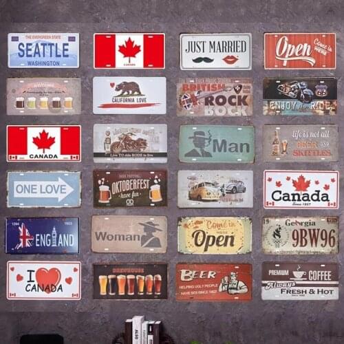 Car License Tin Sign Man Women Gender Indicator Plaque Metal Beer Bar Poster Pub Bar Wall Plate Retro Iron Painting 15x30cm