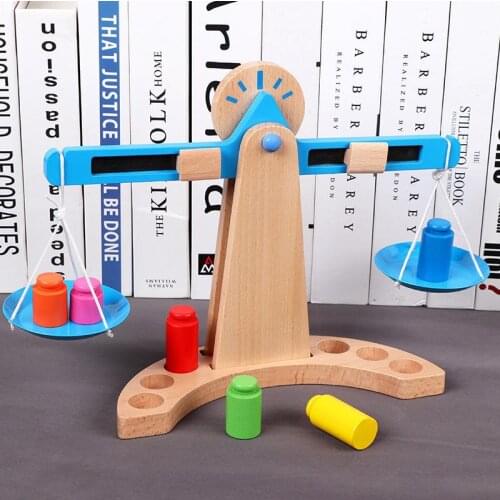 Kids Balance Scale Game Toys Montessori Early Learning Educational Toy Wooden Weighing Scale Math Baby Gifts Childrens Toys