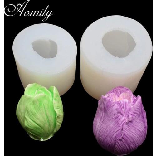 Aomily Tulip Flower Shape Cake Silicone Chocolate Molds Fondant Cake Decorating Tools Resin Clay Mould Resin Mold Baking Tools