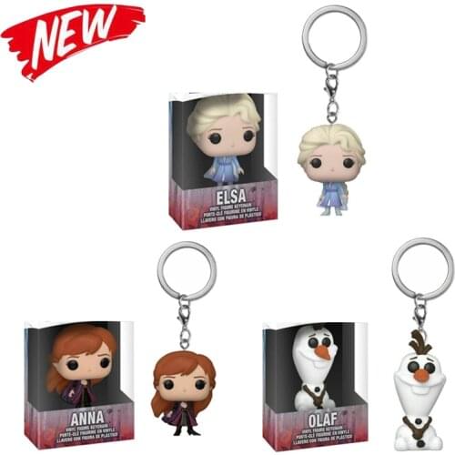 Figure Keychain Frozens 2 Princess Annai Elsai Olaf Collection Toys for Children with Box