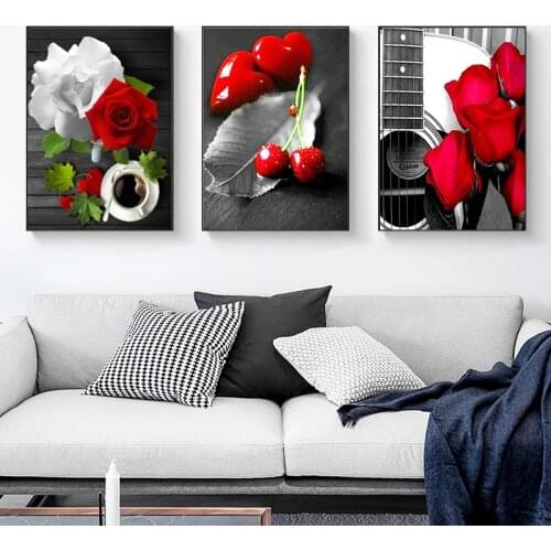 PhotoCustom 60x75cm Flowers Painting By Numbers Rose Kits Acrylic Wall Art Home Decors Gift Coloring By Numbers on Canvas painti