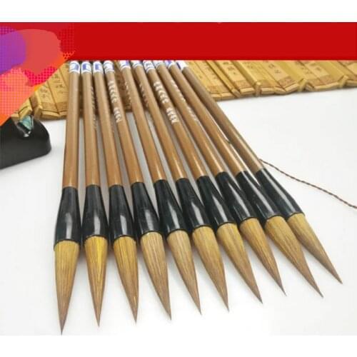 12 Pcs Chinese Calligraphy Brushes Pen For Weasel Hair Writing Brush Fit For Beginners Elementary Student School Supplies