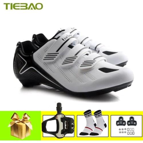 Tiebao White Road Cycling Shoes Men Self-locking Breathable Outdoor Sneakers Sapatilha Ciclismo Nylon Sole Bike Road Shoes