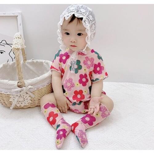 Baby Girl summer Flowers prints mesh triangle rompers