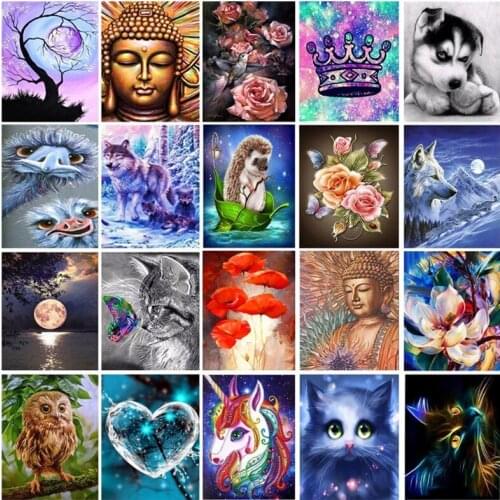 20 Pattern Round Diy Diamond Painting Cross Stitch Kits 5D Diamond Mosaic Embroidery Flower Owl Mosaic Painting New Year Gift