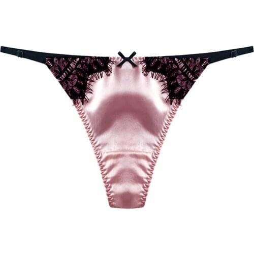 New Hot Women Sexy Silk Panties Female Lingerie Seamless Panties Lace Underwear Low Waist Ladies Underpants Sex Thong Thong