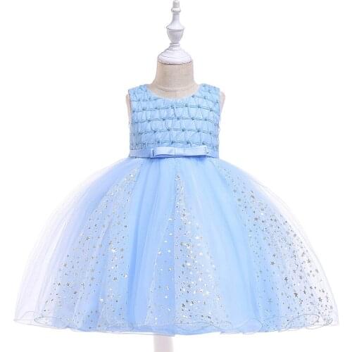 New Flower Girls Dress Kids Sleeveless Beading Bodice with Tulle Dress Girls Evening Party Dress Formal Children Clothing