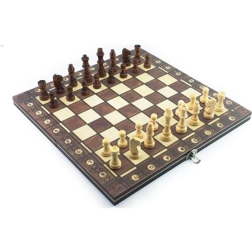 New Magnetic Wooden Chess Backgammon Checkers 3 in 1 Chess Game Ancient Chess Travel Chess Set Wooden Chess Piece Chessboard