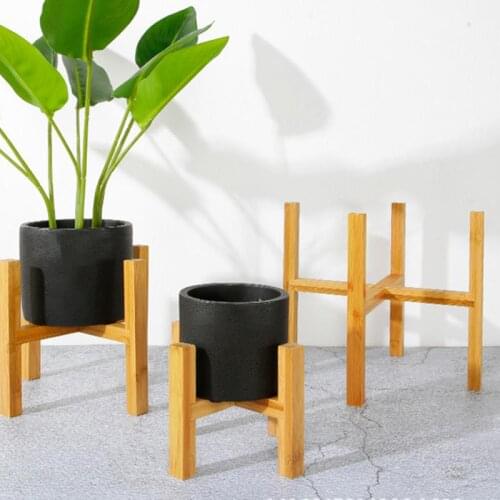 Portable Single Bay Bamboo Flower Stand Mini Flower Pot Holder Plant Pot Shelf Four-legged Vase Flower Pot Slip Bracket