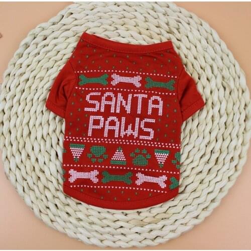 Christmas Pet T-shirt for Dogs Cat Cotton Lovely Designer Dog Clothes for Dog Clothes for Bones Santa Hot Short sleeve