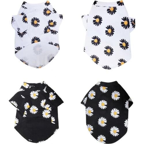 Dog Shirt Daisy Print Summer Beach Shirt for French Bulldog Small Medium Pet Dogs Cats Clothing Short Sleeve Dog Clothes