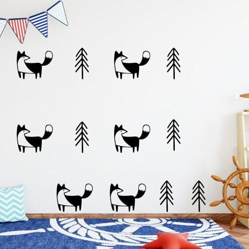 Cartoon Fox Removable Vinyl Wall Stickers Wall Decor For Baby Room Kids Room Decoration Wall Decals Creative Stickers Murals