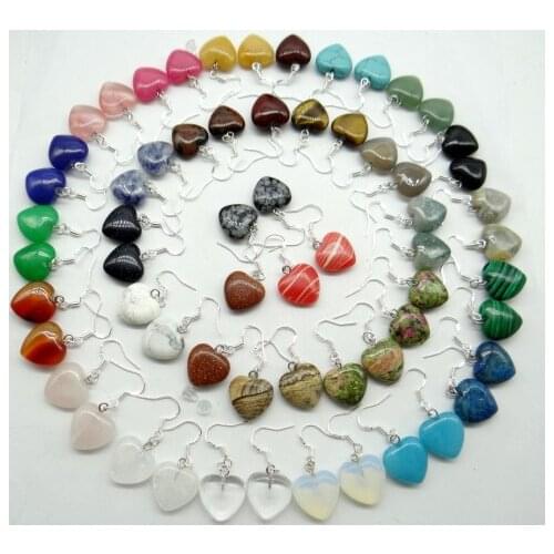 Natural stone lapis Quartz crystal Turquoises Heart-shaped charms Earring for diy Jewelry making Earring Pendant Accessories